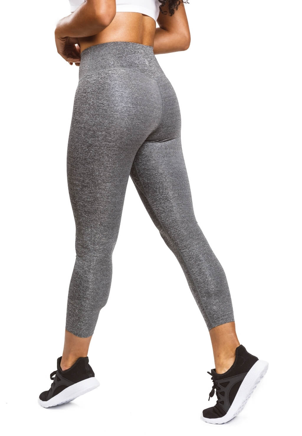 Women's Heathered Twill Seamless Waistband Leggings - Heather Gray -  Small/Medium