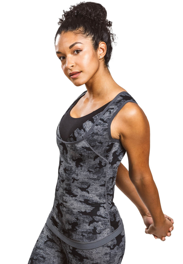 Sweat Shaper Women's Athletic Tank | Grey Camo